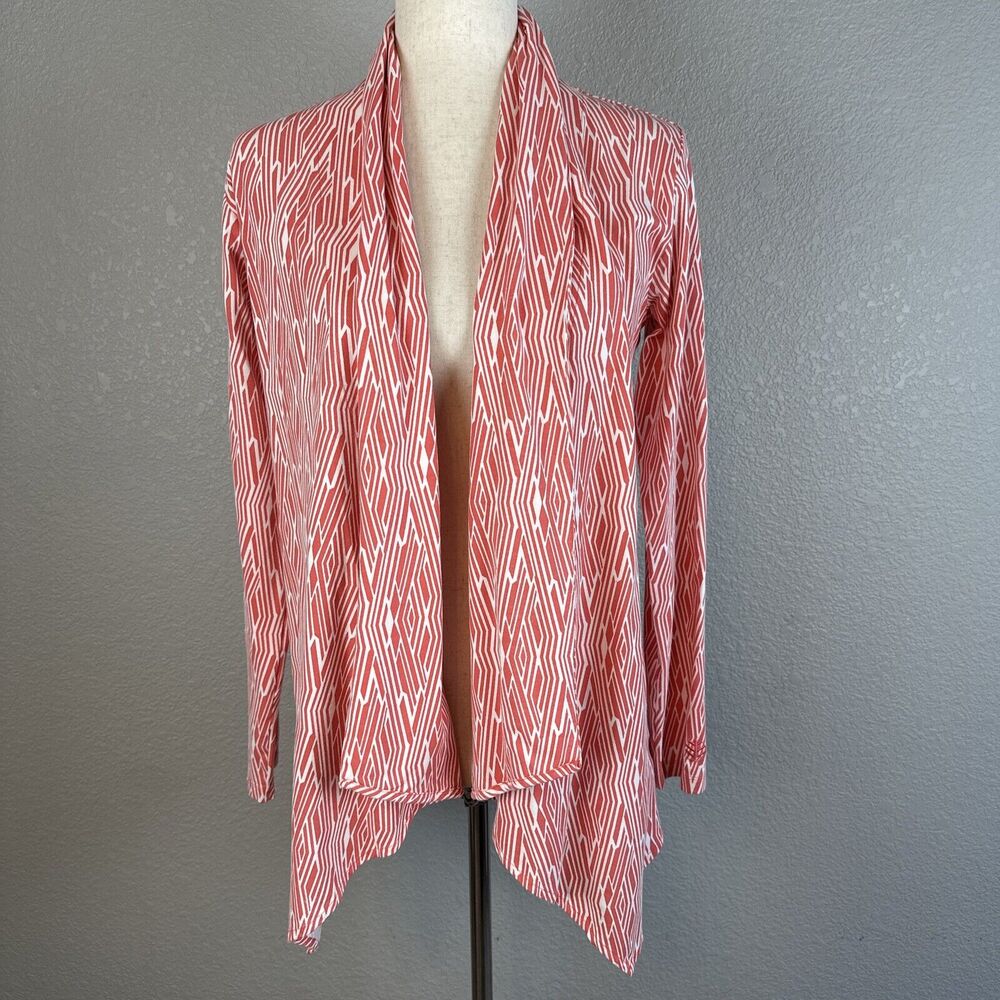 Coolibar Womens Marietas Sun Wrap Cardigan Sweater Size Small Pink White UPF 50+
